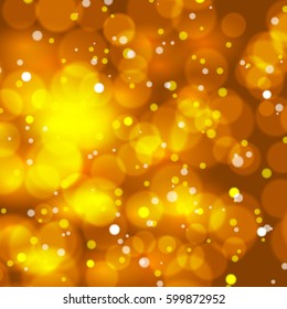 Abstract gold vector background with Bokeh lights