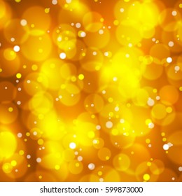 Abstract gold vector background with Bokeh lights