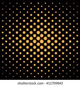 Abstract gold vector comics pop art style template with golden dots pattern on black background used for wallpaper, vip, exclusive certificate, gift cards, shop voucher, merry christmas present labels