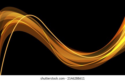 Abstract gold wave curve on black design modern luxury futuristic background vector illustration.