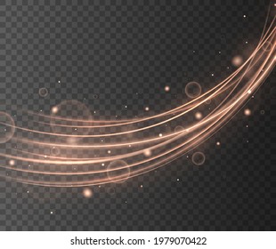Abstraktes Gold-Wave-Design-Element mit glatterem Effekt auf dunklem Hintergrund.