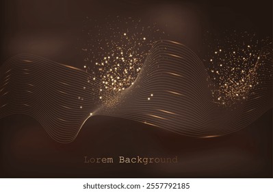 Abstract gold wave Geometrical Background Connection wave structure. Science background. Connecting dots and lines. Big data visualization and Business .Vector illustration
