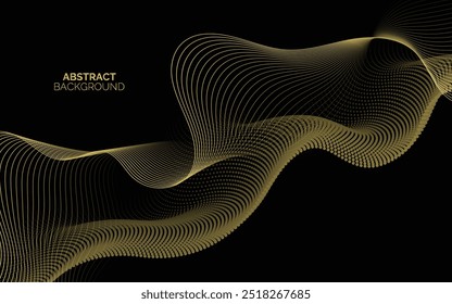 Abstract gold wave lines background. Dynamic wave pattern. Modern gradient wavy lines. Futuristic technology concept.