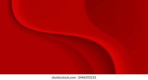 Abstract gold wave lines glowing on red background with copy space for text. Luxury design style. Vector illustration