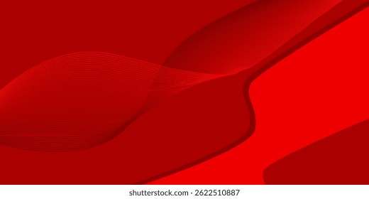 Abstract gold wave lines glowing on red background with copy space for text. Luxury design style. Vector illustration eps 10
