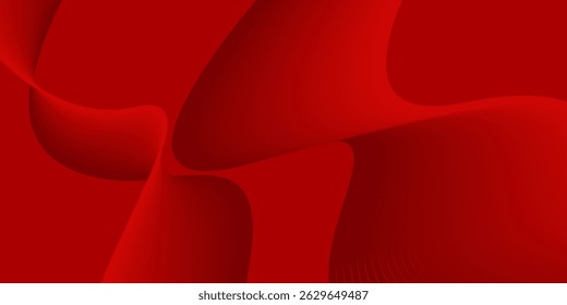 Abstractas líneas de onda de oro que brillan sobre fondo rojo con espacio de copia para texto. Estilo de diseño de lujo. Ilustración vectorial