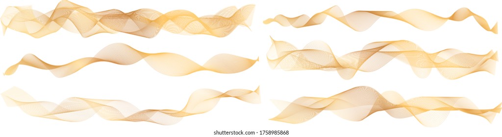 abstract gold wave lines on white background