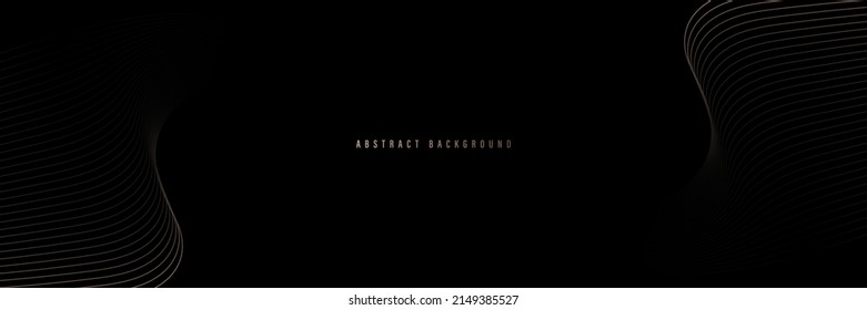 Abstract gold wave lines on black background. Modern gold lines pattern design element. Elegant template graphic. Luxury style. Suit for banner, poster, cover, flyer, brochure, presentation
