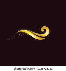 Abstract gold wave vector with sparkles icon, template design element