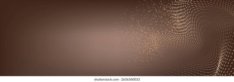 Abstractas diseño de ondas de oro. Elemento de diseño de líneas móviles doradas brillantes con efecto de brillo sobre fondo oscuro para tarjeta de visita. Ilustración vectorial