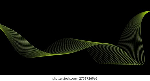 Abstract gold waves on black background. Vector illustration. Banner, poster design.