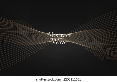Abstract Gold Waves. Shiny golden moving lines design element on dark background. Luxury seamless pattern. Packaging or menu design.Vector illustration