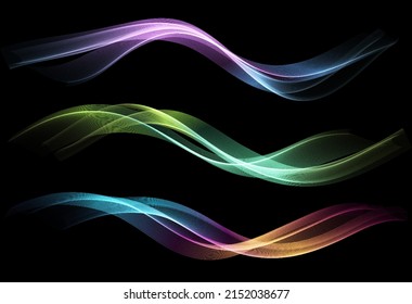 Abstract Gold Waves. Shiny moving lines design element on dark background for greeting card and disqount voucher.