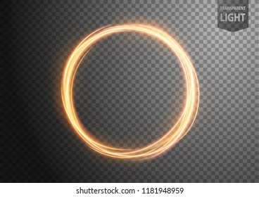 Abstract gold wavy line of light with a transparent background, isolated and easy to edit. Vector Illustration