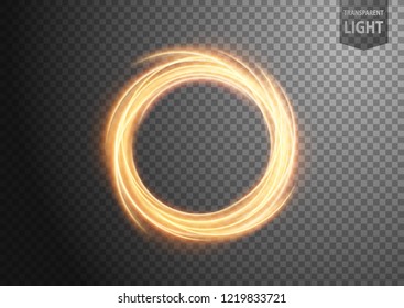 Abstract gold wavy line of light with a transparent background, isolated and easy to edit. Vector Illustration