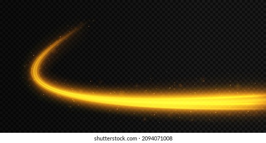 Abstrakte goldene Lichtlinie. Magisches Licht. Glühender Lichteffekt.