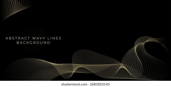 Líneas onduladas de oro Abstractas sobre fondo negro. 