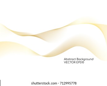 Abstract gold wavy on white background with golden color smooth curves wave lines for luxury background