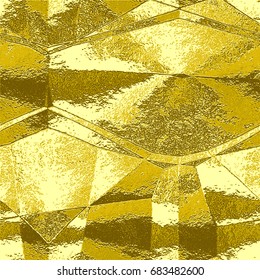 Abstract gold wavy pattern resembling brushed metal foil. Gold, brown and yellow metal scratched folded texture