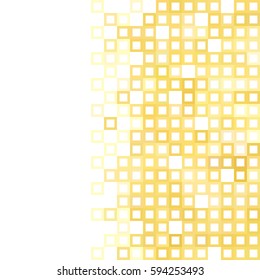 Abstract gold white background with mesh of squares. Mosaic style. Geometric template. Cells.