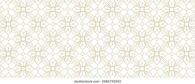 Líneas abstractas de flores blancas de oro. Fondo geométrico de textura de hoja. Patrón de estilo retro. Concepto natural.