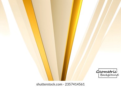 Resumen de fondo geométrico dorado y blanco. Composición dinámica de formas. Ilustración vectorial.
