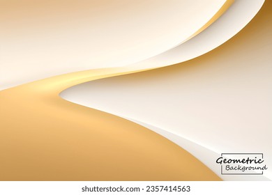 Abstrakter, geometrischer Hintergrund aus Gold und Weiß. Dynamische Formen-Zusammensetzung. Vektorgrafik.