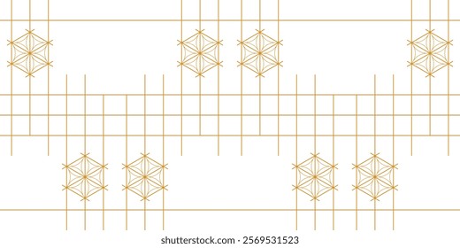 abstract gold white line. geometric hexagon texture background. Japanese leaf styled grid pattern. retro styled concept.