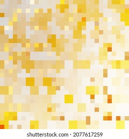 Resumen de fondo de mosaico dorado y blanco. Cuadraba la imagen aleatoria de píxeles de patrón. Ilustración vectorial.