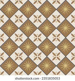 Abstract gold white rhombus shapes vector seamless pattern background. Foulard diamond motif backdrop continuous repeat. Medieval tile lux design . For stationery, packaging. All over print.
