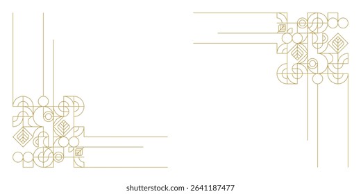 abstract gold white round. geometric circle texture background. retro styled leaf pattern. traditional frame.