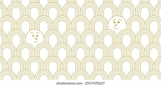 abstract gold white stripe line. geometric arch texture background. human face pattern. retro styled concept.
