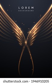 Abstract gold wings background with glow effect