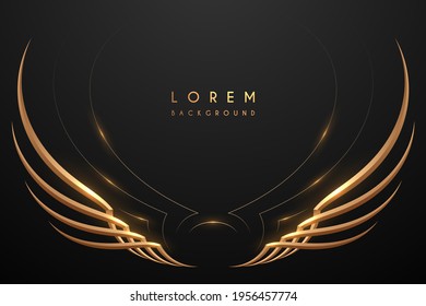 Abstract gold wings on black background