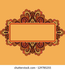 Abstract gold-brown pattern like as oriental traditional motif with frame for your text.
