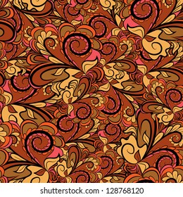 Abstract gold-brown seamless pattern with floral ornament. Pattern can be used as wallpaper, web page background, textile design etc