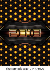 Abstract golden 2018 background, vector illustration.
