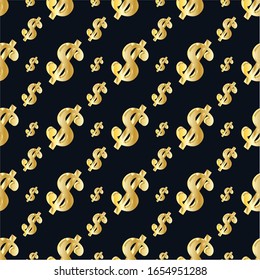 An abstract golden 3d dollar sign seamless pattern background image.