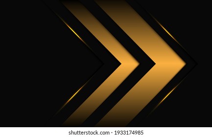 Abstract Golden Arrow Direction On Black Metallic Design Modern Luxury Futuristic Background Vector Illustration.