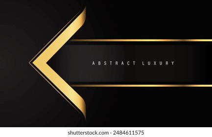 Abstrakte Golden Arrow Luxury Direction auf schwarzem Banner für Textdesign Moderne Kreative Elegante Hintergrund Vektorillustration.