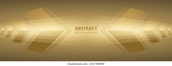 Abstract golden arrows on gold background. Vector illustration wide banner