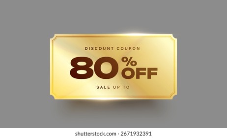 Abstractas fondo dorado 80% de descuento en la tarjeta de Cupón de venta. Diseño de Vector de tarjeta de descuento de oro.	