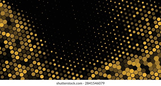 Abstract golden background with bokeh effect and shining defocused glitters. Festive gold texture for Christmas, New Year, birthday, celebration, greeting, victory