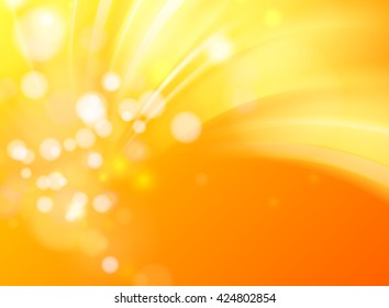 Abstract golden background with circle bokeh. Red orange background. Vector illustration.