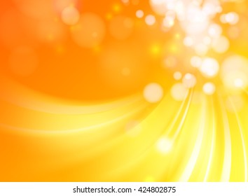 Abstract Golden Background With Circle Bokeh. Red Orange Background. Vector Illustration.