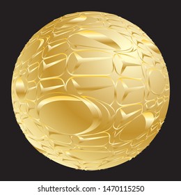 Abstract golden background. Colored spheres with a gradient and a luminous halo Colored spheres with a gradient and a luminous halo. Vector illustration
