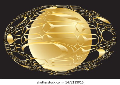 Abstract golden background. Colored spheres with a gradient and a luminous haloColored spheres with a gradient and a luminous halo. Vector illustration