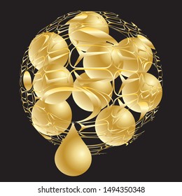 Abstract golden background. Colored spheres with a gradient and a luminous haloColored spheres with a gradient and a luminous halo. Vector illustration