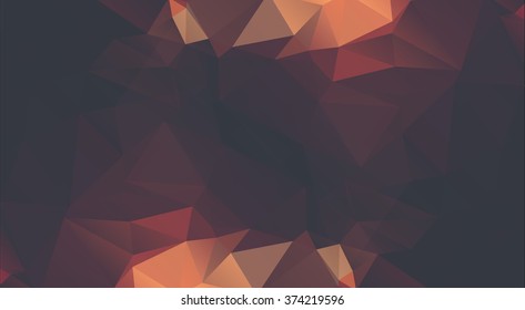 Abstract golden background consisting of triangles. Vector art.