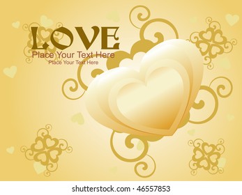 abstract golden background with decorated heart